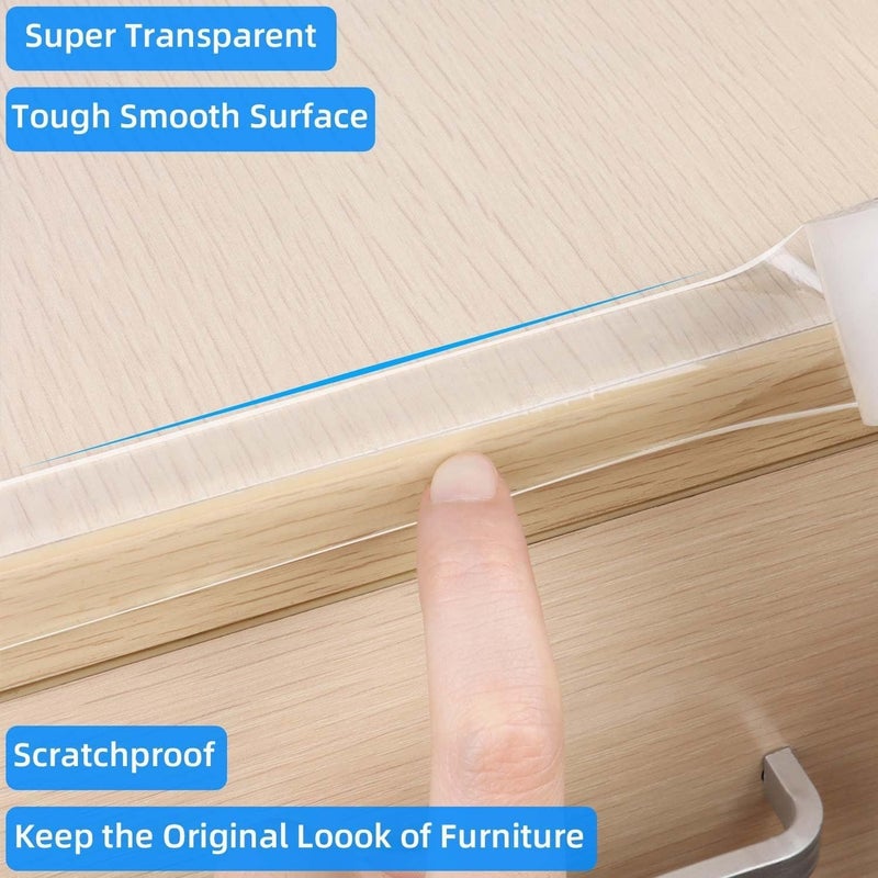 MILEQEE Clear Edge Protector Strip, 2in x 6.56FT, Sharp Edge Wrap Cover Tape, Self Adhesive Protective Corner Bumper Guards for Cabinet Door Desk Glass Table Bed Furniture, Kitchen Countertop - Image 4